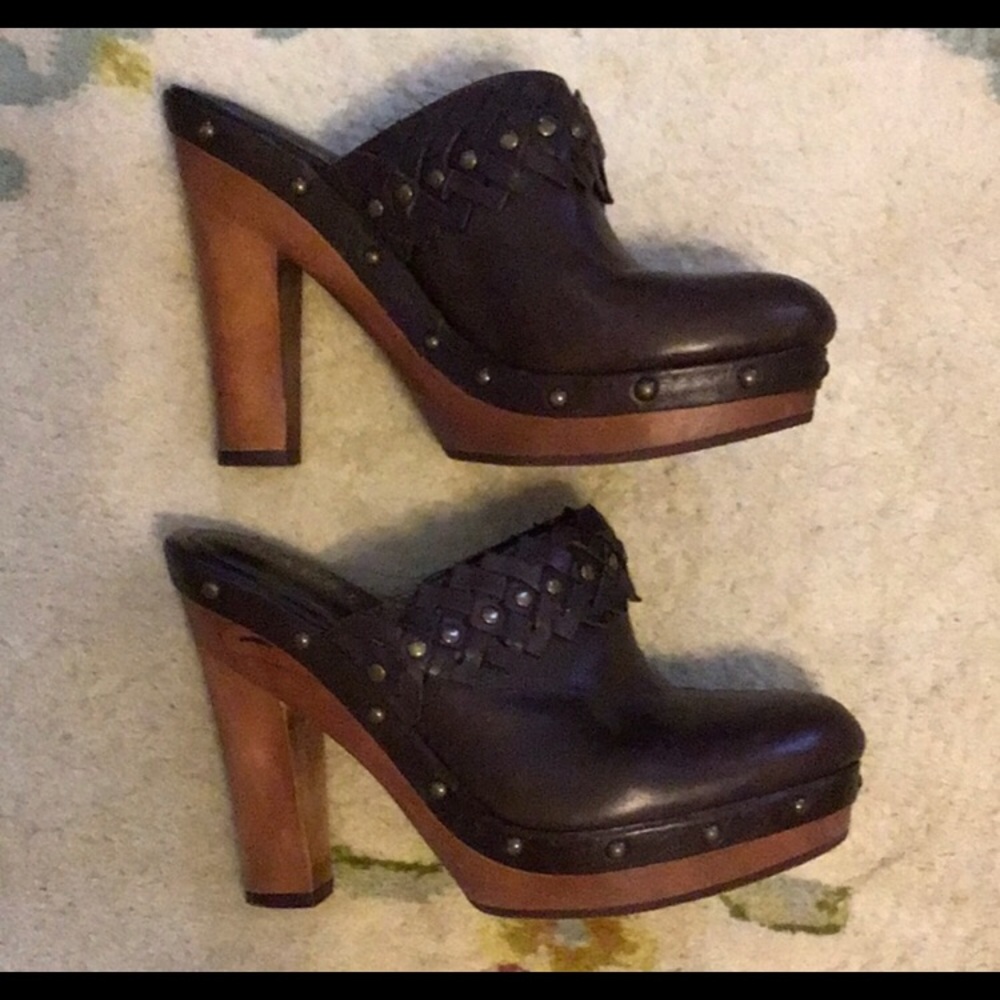 Ralph Lauren Brown leather clogs